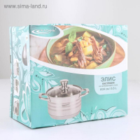 Кастрюля &laquo;Элис&raquo;, 5,5 л, d=24 см, стеклянная крышка, капсульное дно, индукция