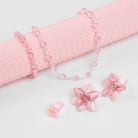 Комплект детский &laquo;Выбражулька&raquo; 5 предметов: 2 резинки, бусы, браслет, кольцо, цветочек, цвет розовый