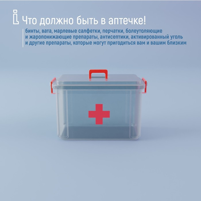 Аптечка, 24&times;17&times;13 см, прозрачный корпус