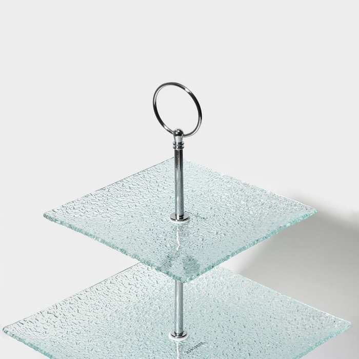 Этажёрка - фруктовница прямоугольная &laquo;Акцент&raquo;, 3 яруса, 25&times;35 см, стекло