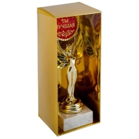 Кубок наградная фигура Ника с вкладышем &laquo;Ты лучшая&raquo;, 18 х 7 см, пластик, подставка камень, золото, 18 х 7 см