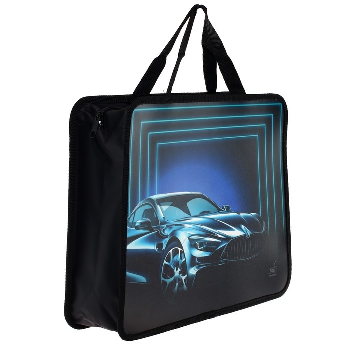 Папка с ручками А4, 330 х 260 х 75 мм, пластиковая, ручки-тесьма, Calligrata "Авто"