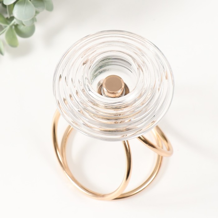 Подсвечник металл, стекло на 1 свечу "Иллюзия воды" d=3,5 см золото 10х10х17 см