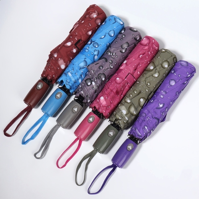 Зонт полуавтоматический &laquo;Капли&raquo;, эпонж, 3 сложения, 8 спиц, R = 48/55 см, D = 110 см, цвет МИКС