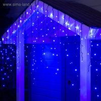 Гирлянда &laquo;Бахрома&raquo; 3 &times; 0.9 м, IP44, УМС, тёмная нить, 232 LED, свечение синее, 220 В