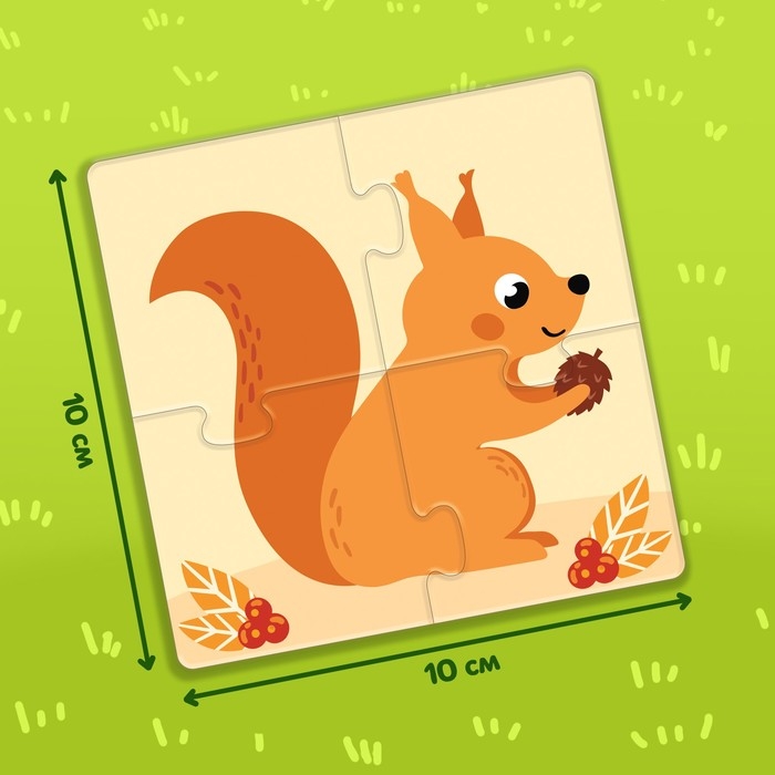 Набор 3 в 1 &laquo;Жители леса&raquo;: 12 пазлов, книга с наклейками, раскраска