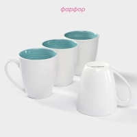 Набор фарфоровых кружек Доляна &laquo;Палитра&raquo;, 4 предмета: 350 мл, цвет белый