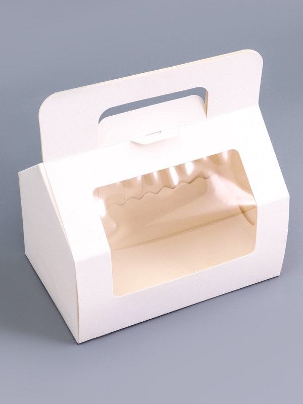 Корока под рулет с ручкой , белая, 16 х 10 х 12,5 см. Кондитерская упаковка