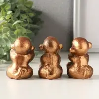 Набор фигурок гипс &laquo;Обезьянки ничего не вижу не слышу не скажу&raquo;, 4 шт., 6 см, под бронзу