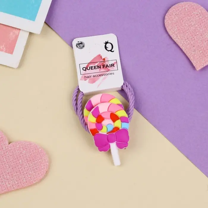 Резинка для волос "Крошка" (набор 2 шт) конфетка,3 см ,сиреневый