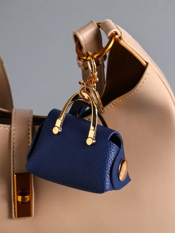 Брелок кожзам с карабином, с кистью "Саквояж" синий 7,5х4х7 см