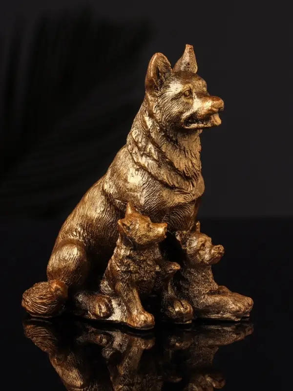 Фигура "Овчарка с щенками" 10х7 см,бронза