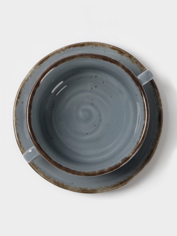 Бульонница Magistro "Alpine Frost" 250 мл 14,6х14,6х7,2 цвет синий с блюдцем