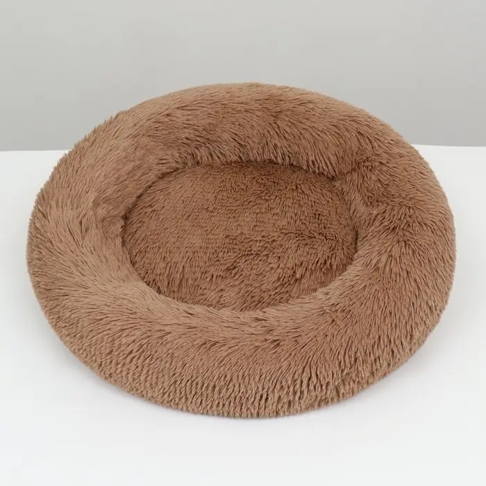 Лежанка для собак и кошек, длинный мех, 45&times;35&times;11 см, коричневая