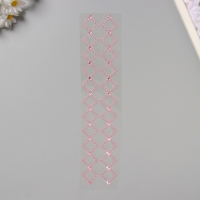 Наклейка пластик стразы "Узор из ромба" розовая 35х8 см