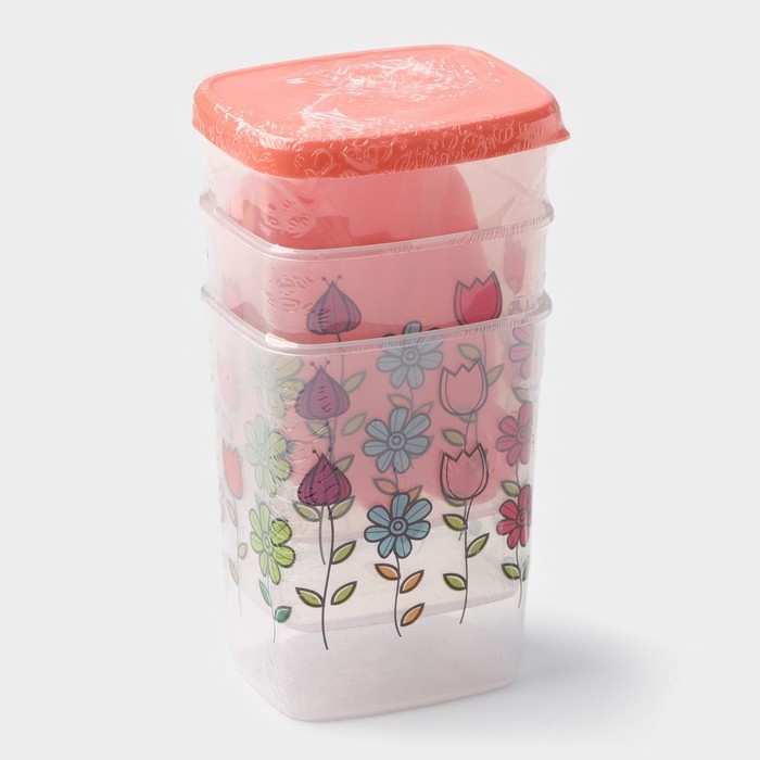 Набор банок для сыпучих Доляна &laquo;Клумба&raquo;, 250 мл, 3 шт, цвет МИКС