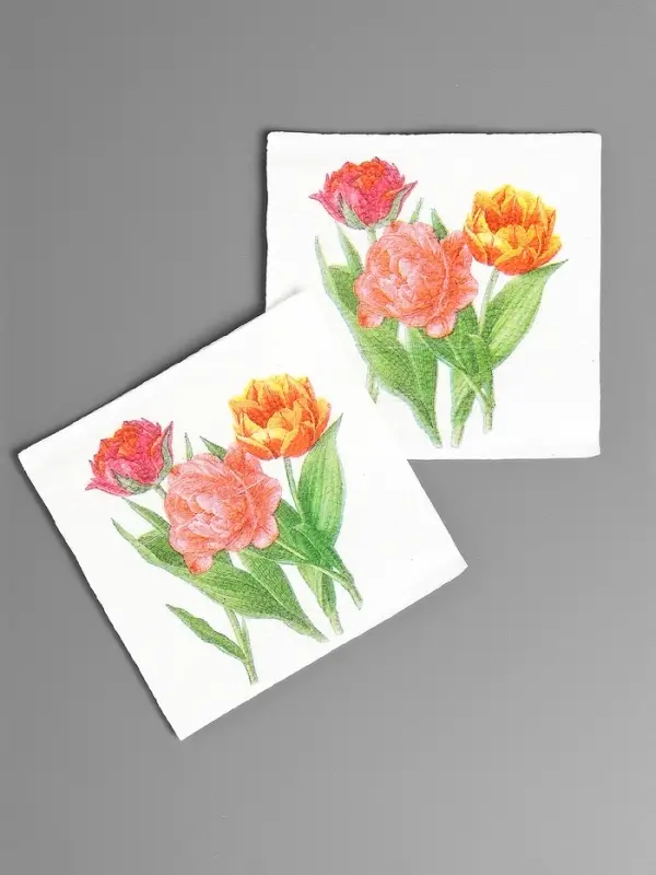 Салфетки бумажные Гармония цвета многоцветие "Тюльпаны", 24*24 см 50 листов