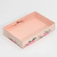 Кондитерская упаковка, коробка для макарун с PVC крышкой, &laquo;Цветы&raquo;, 18 х 12 х 3.5 см