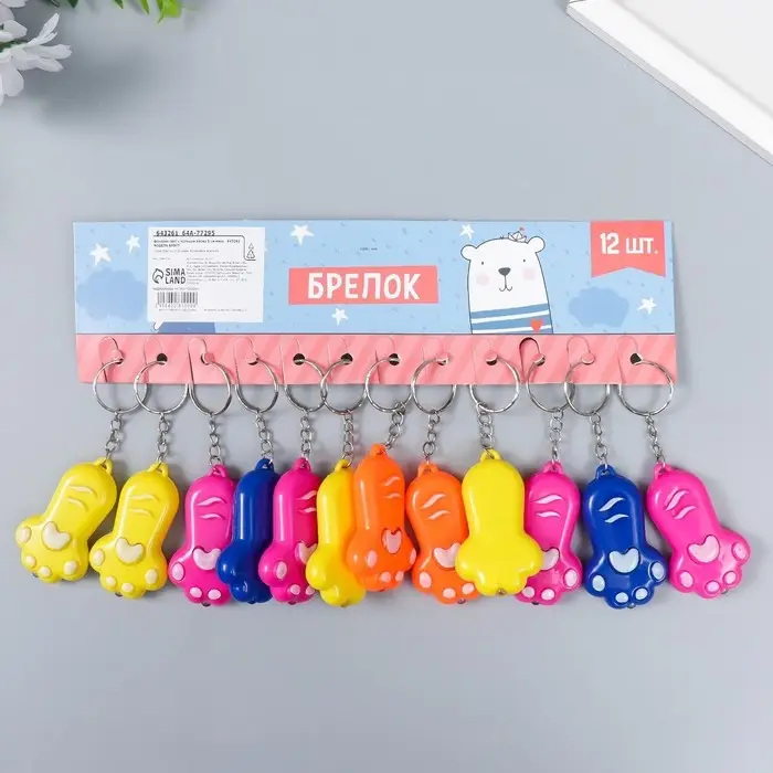 Фонарик свет с кольцом лапка 5 см МИКС