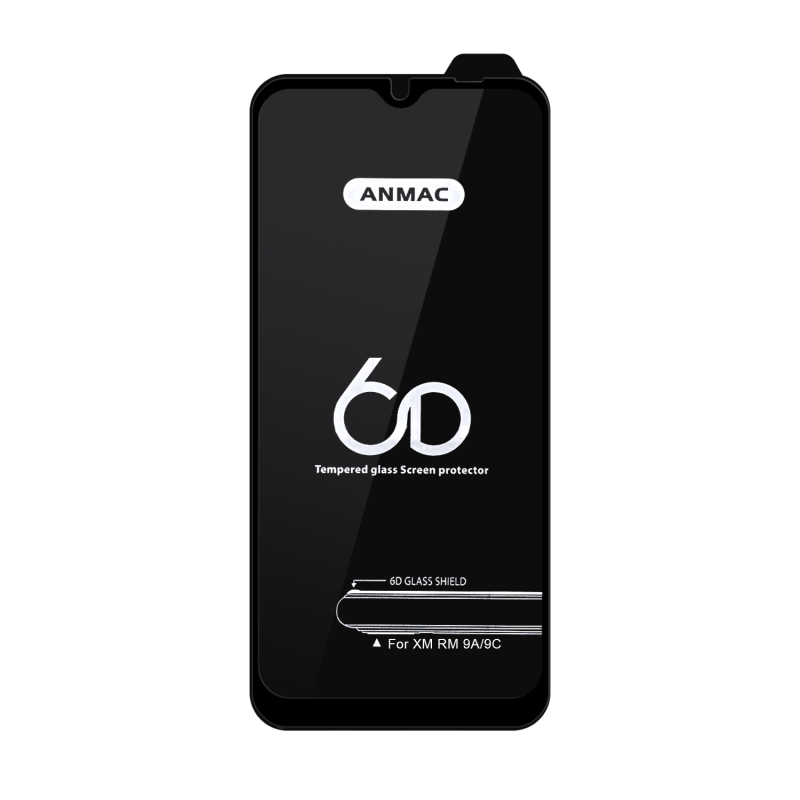 Защитное стекло XM Redmi 9A/9C Anmac 6D Black без упаковки Арт.1137285 (10 шт./уп.)