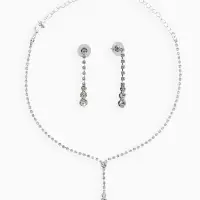 Набор 2 предмета: серьги, колье &laquo;Вечерний шик&raquo; белый в серебре