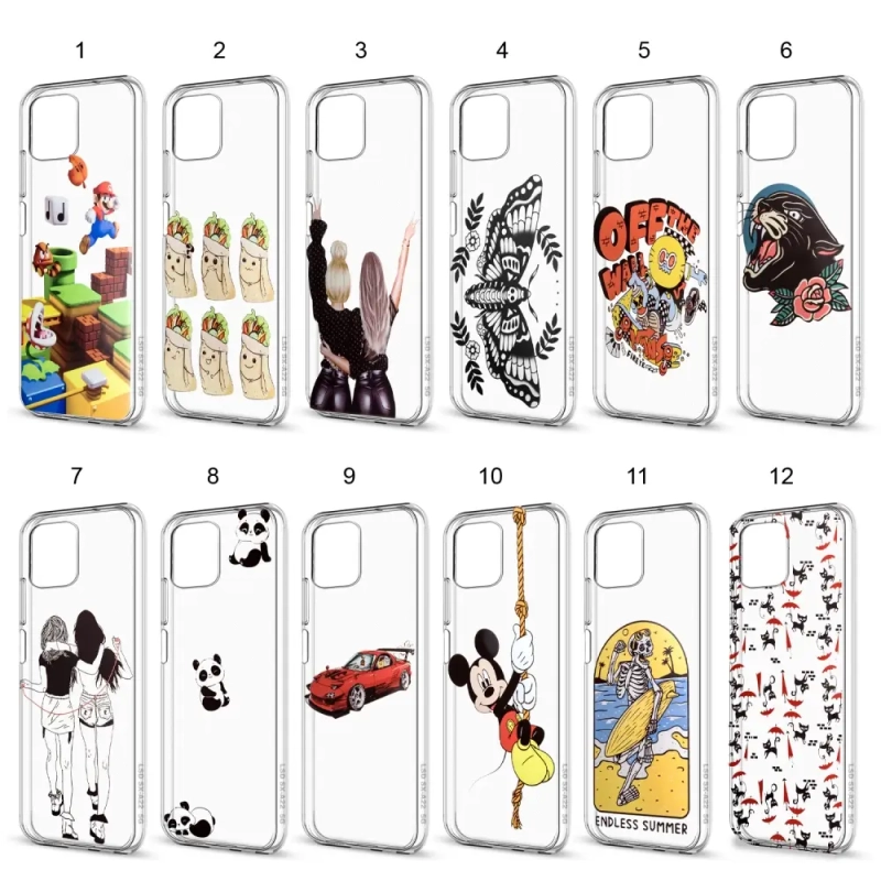 Чехол Samsung A22S TPU 1.0mm прозрачный с принтами