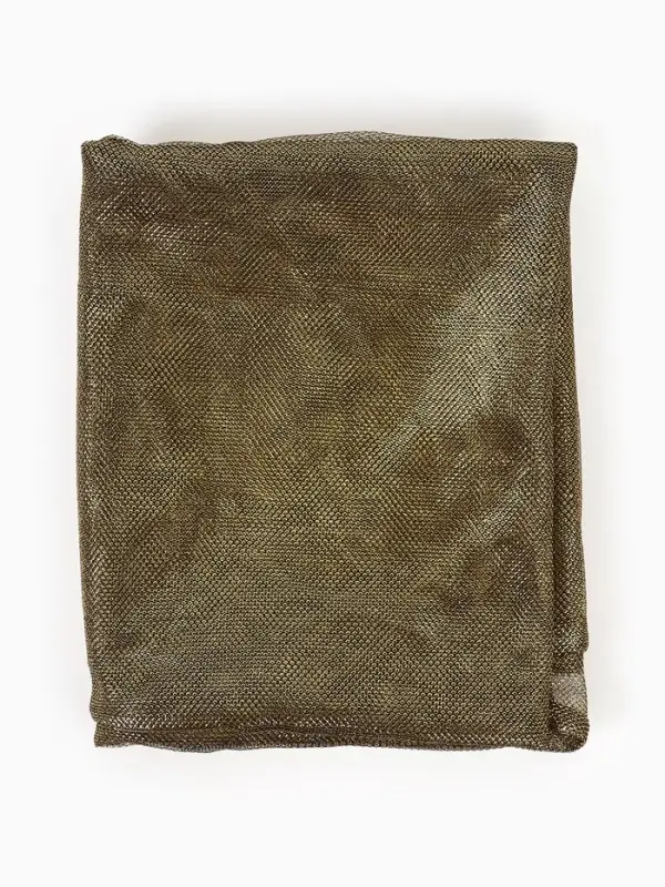 Лоскут трикотаж сетка, мелкая кольчуга золото на черном 100*150см