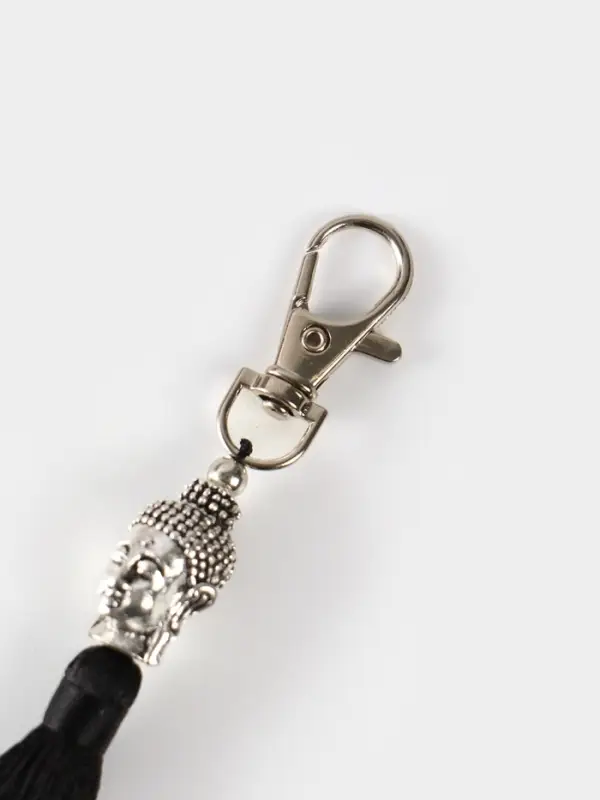 Брелок-кисточка "Будда" 17 см, цв. чёрный, серебристый