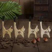 Сувенирный набор дерево "Кошечки в черный цветок под кольца" 7х5х10 см