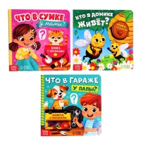 Картонные книги с окошками &laquo;Что внутри?&raquo;, набор 3 шт. по 12 стр.