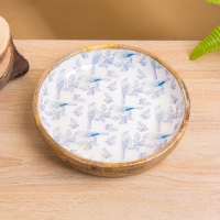 Блюдо "Синие птицы" дерево манго 25,5х25,5х6 см