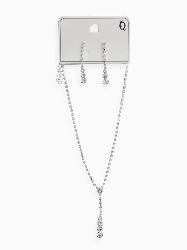 Набор 2 предмета: серьги, колье &laquo;Вечерний шик&raquo; белый в серебре