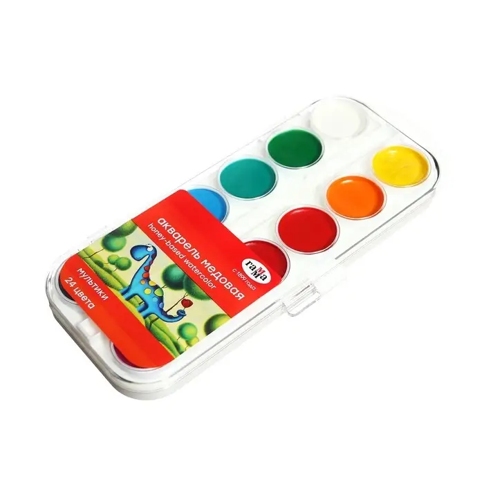 Акварель 24 цвета, &laquo;Гамма&raquo; &laquo;Мультики&raquo;, без кисти, в пластиковой коробке