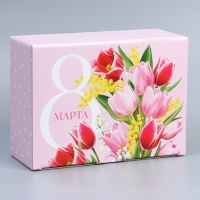 Коробка подарочная сборная, упаковка, &laquo;8 марта&raquo;, 26 х 19 х 10 см