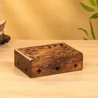 Шкатулка резная "Хранитель" 18х13х6 см, дерево шишам