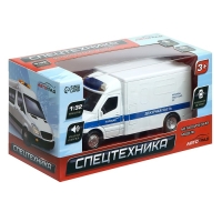 Машина металлическая &laquo;Полиция&raquo;, 1:32, инерционная, световые и звуковые эффекты, русская озвучка, открываются двери, цвет белый