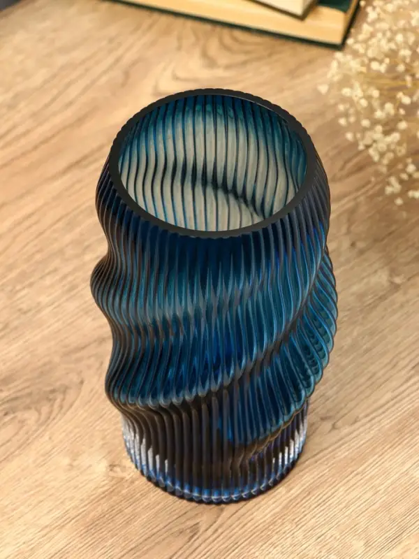 Ваза стекло настольная "Ванесса" волны, 24х12 см, синий