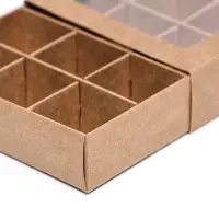 Коробка для 12 конфет, 11.5&times;8.7&times;2.5 см, Тонкие разделители, крафт