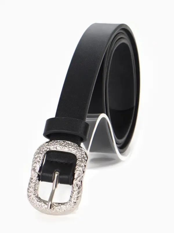 Ремень женский, металлическая пряжка, чёрный