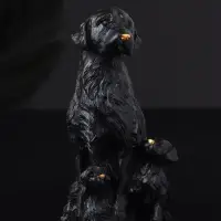 Фигура "Лабрадор с щенками", 10х7 см, черный