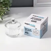 Шкатулка стекло "Полосы и бриллиант" прозрачная 6,5х6,5х7 см