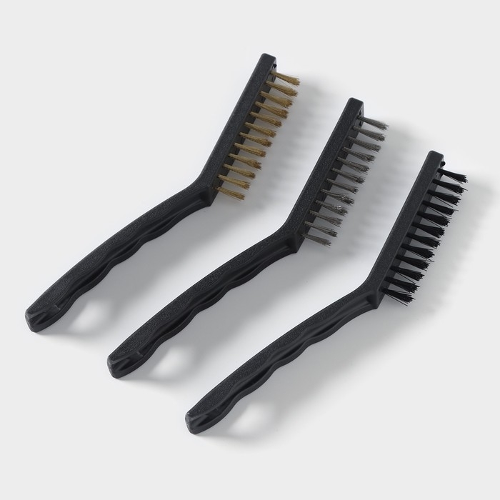 Набор щёток универсальных Доляна, 3 шт, 21&times;2&times;2,5 см, рабочая часть 8,5&times;1,5&times;1,5 см, цвет чёрный