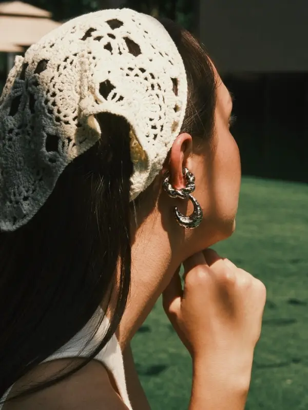 Набор серьги и каффы "Леопард" жгутик, цвет серебро