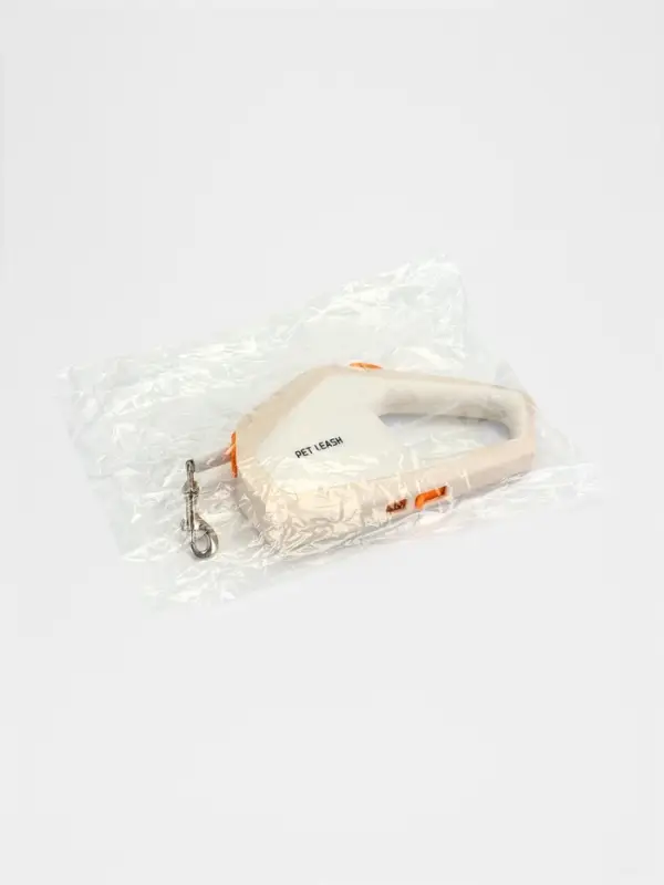 Рулетка - поводок для собак, лента 3 метра, белая/бежевая