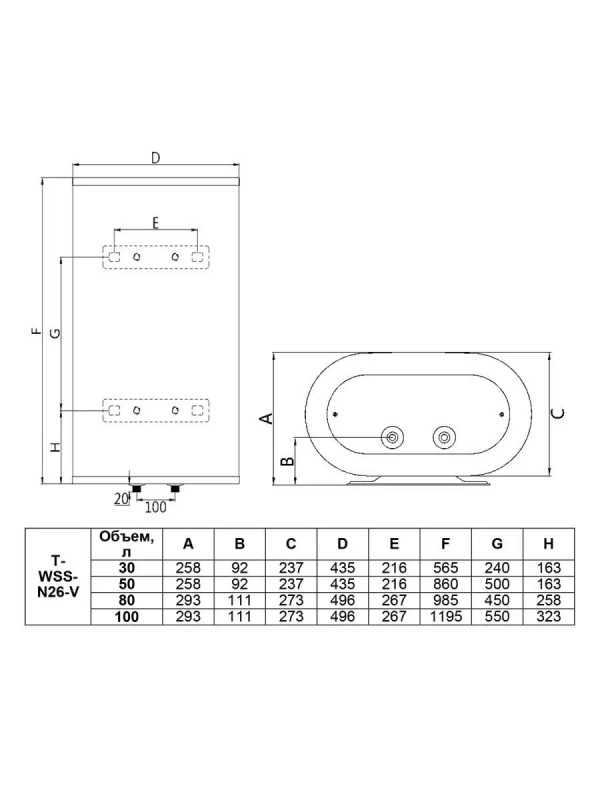 Водонагреватель накопительный 50 л