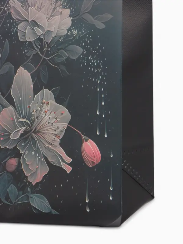 Сумка для покупок Цветы, 32*10*26. отд без молнии, черный