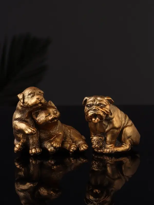 Набор статуэток "Гости, кошка и собака" 7 см, бронза