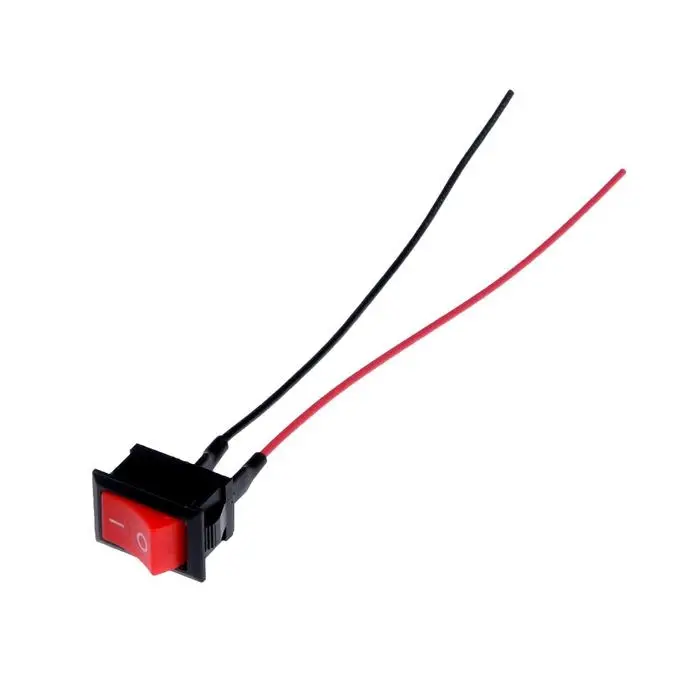 Выключатель 1 клавишный, провод 10 см, красный, набор 10 шт