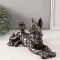 Подсвечник полистоун на 1 свечу "Шарж. Овчарка" под бронзу 28х10,8х13 см