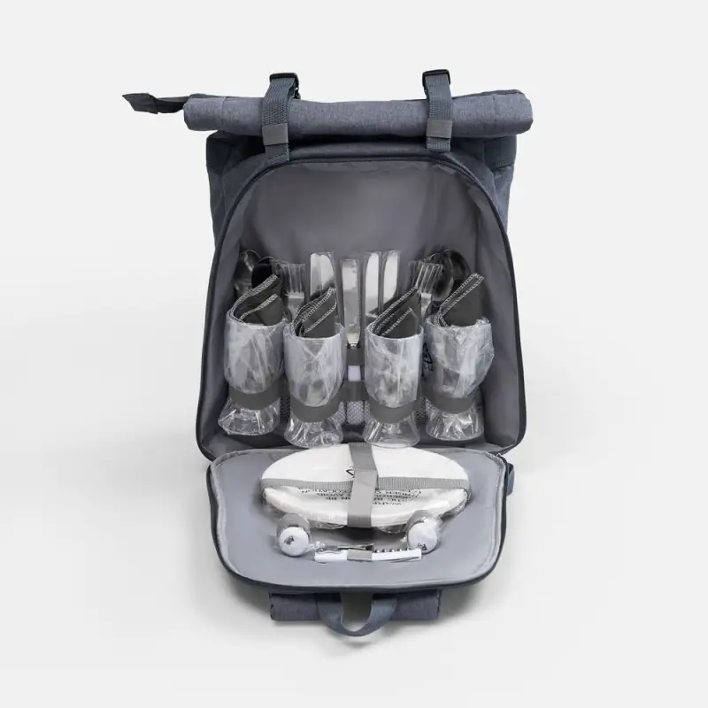 Набор для пикника Picnivo на 4 персоны, темно-серый меланж